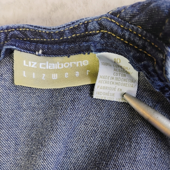 Vintage Liz Claiborne Blue Denim Overall Dress Size 10 Patch Pockets‎ 90s Modest - Picture 5 of 10
